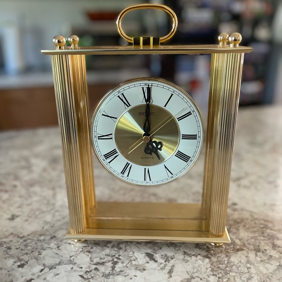 Seiko Office Vintage Seiko Quartz Mantel Clock Gold Toned Color